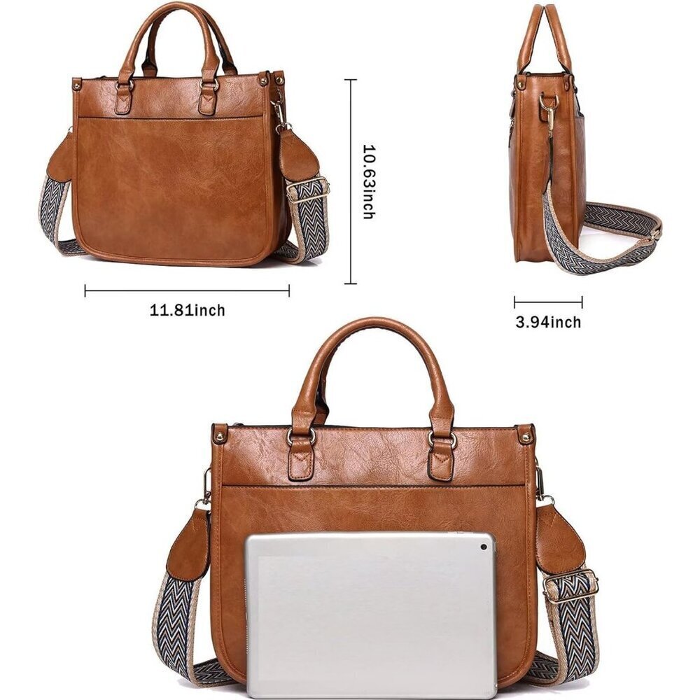 Women’s New Brown Leather Purse Zipped Pockets Crossbody Bag and Shoulder Bag - Picture 4 of 6